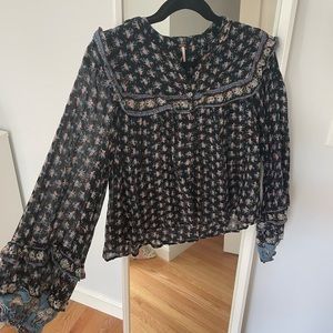 Free People Navy Blouse